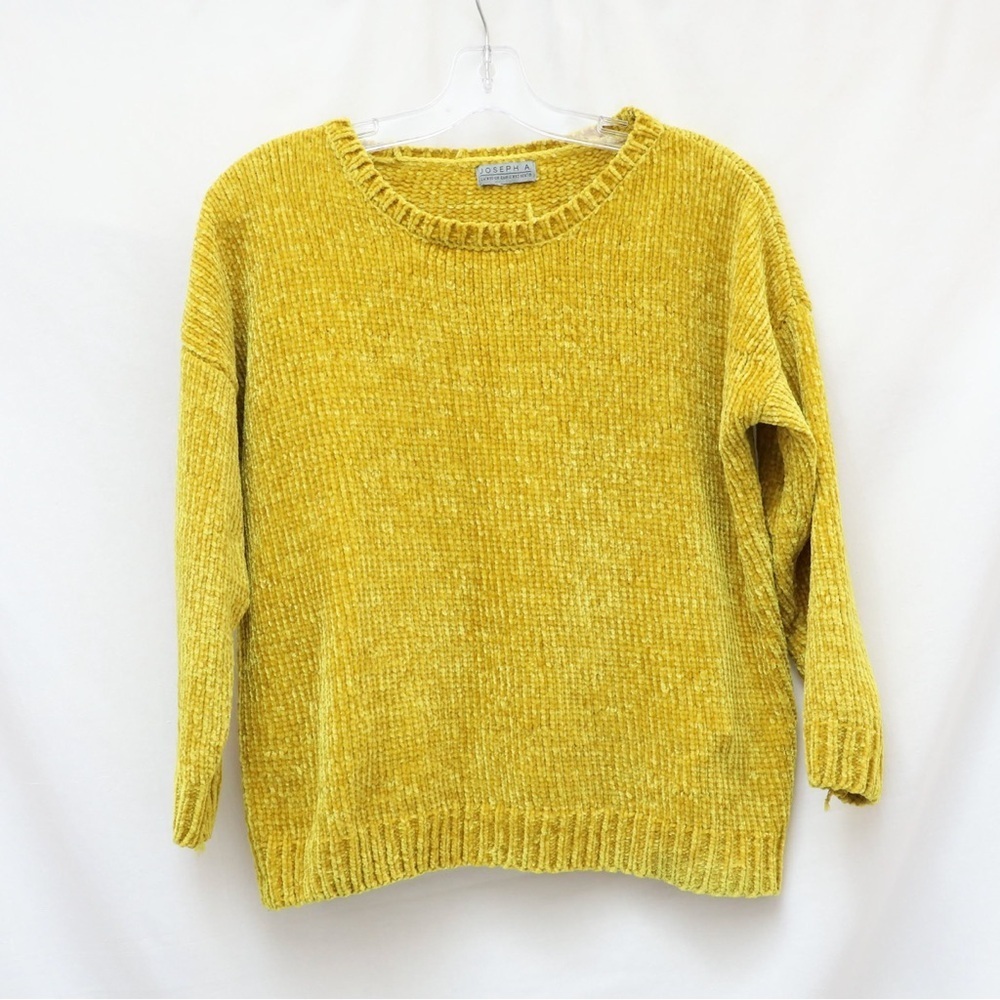 Joseph A Super Soft chenille sweater mustard yellow M cozy 3/4 sleeve canary